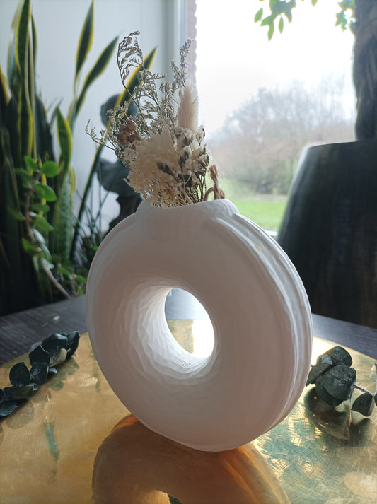 Mini Donut Vase im 3D-Druck, Einzigartiges Design für Trockenblumen und stilvolle Innendekoration