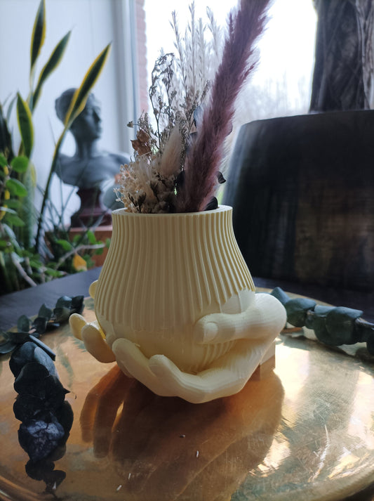 Handförmige Designer-Vase aus 3D-gedrucktem PLA für Trockenblumen