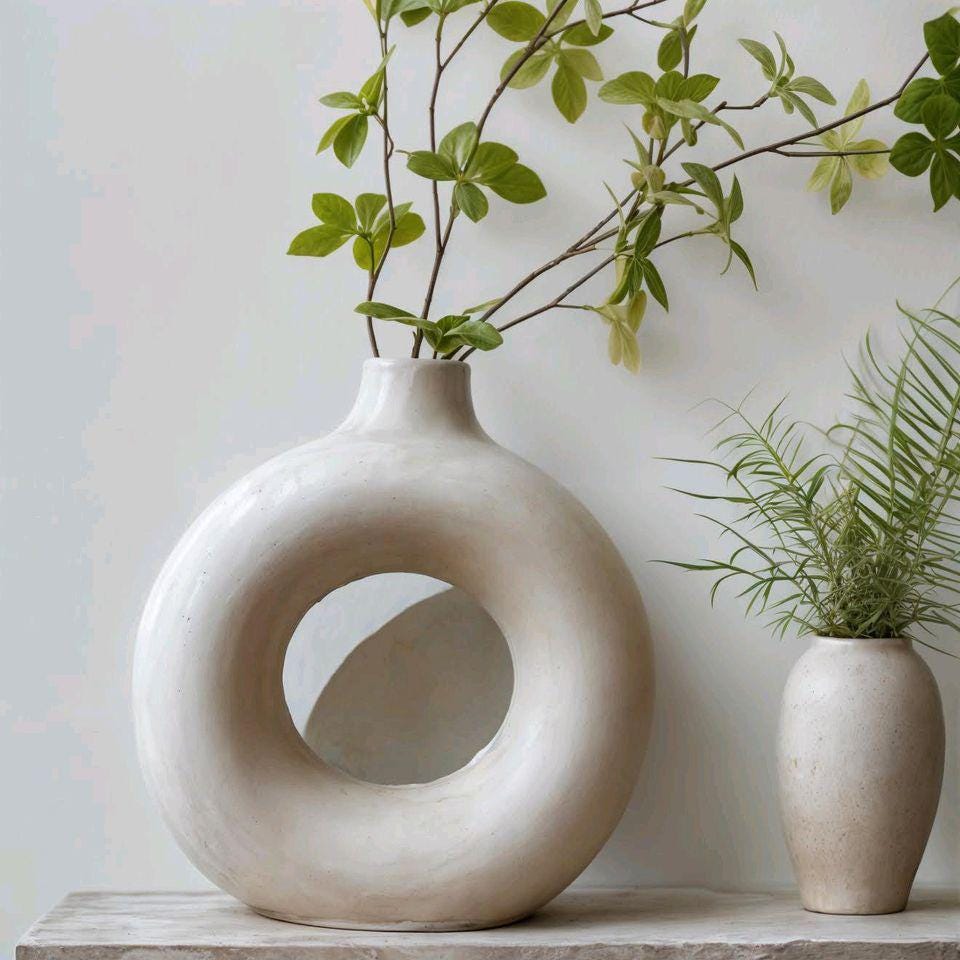 Moderne Donut Vase mit Rundem Durchblick