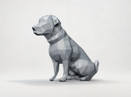 Low Poly Hund 3D Modell für 3D Druck Trophäe, Skulptur, Modell