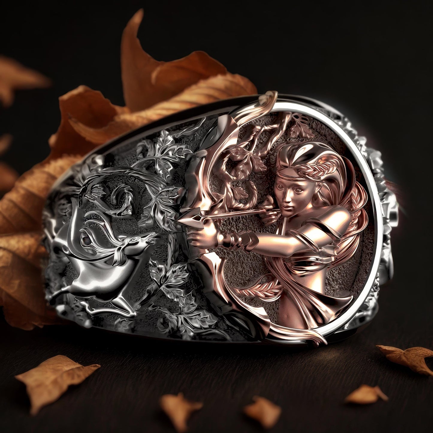 Artemis Ring Silber-Plated, Jagdgöttin Ring, griechische Mythologie-Schmuck, Hirschring, verstellbarer Ring