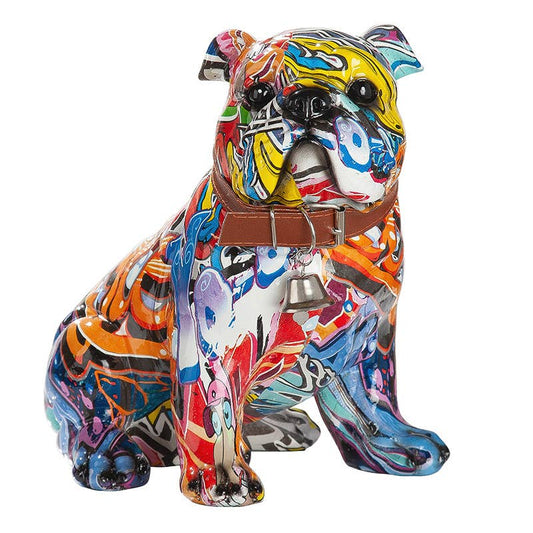 Poly Mops Street-Art Figur sitzend