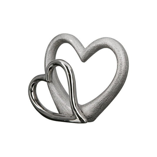 Porzellan-Skulptur Double Heart – 15,5 cm – elegante Dekofigur