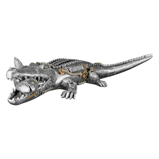 Steampunk Krokodil Figur – detailreiches Deko‑Objekt, 14,5 cm Höhe