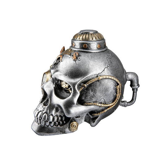 Steampunk Schädel Skulptur aus Polyresin – Dekofigur im Industrial‑Look