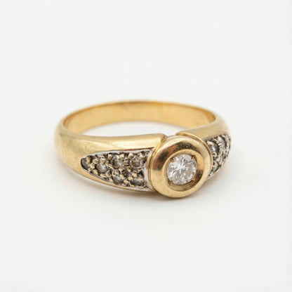 Exklusiver 585 Goldring mit strahlenden Brillanten – Zeitloses Vintage Juwel