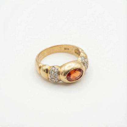 Luxuriöser Vintage Statement-Ring 585 Gold: Himbeer-Rubellit & Brillanten