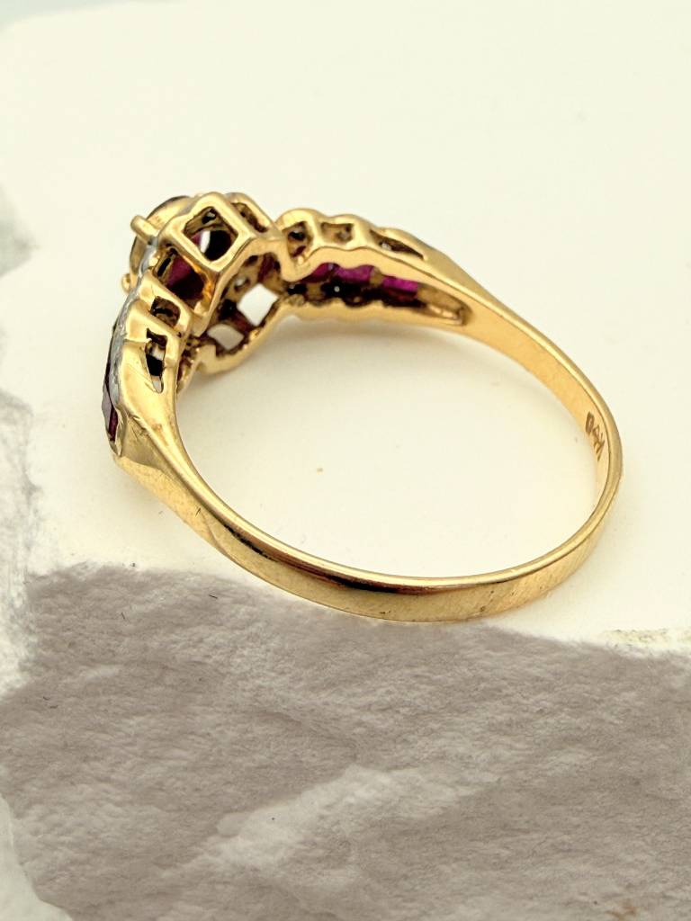 Exquisiter Vintage Rubin-Diamant Ring 585 Gold – Zeitlose Mid-Century Eleganz