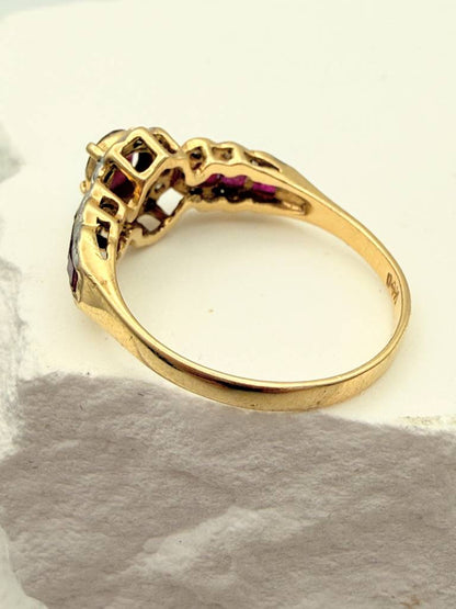 Exquisiter Vintage Rubin-Diamant Ring 585 Gold – Zeitlose Mid-Century Eleganz