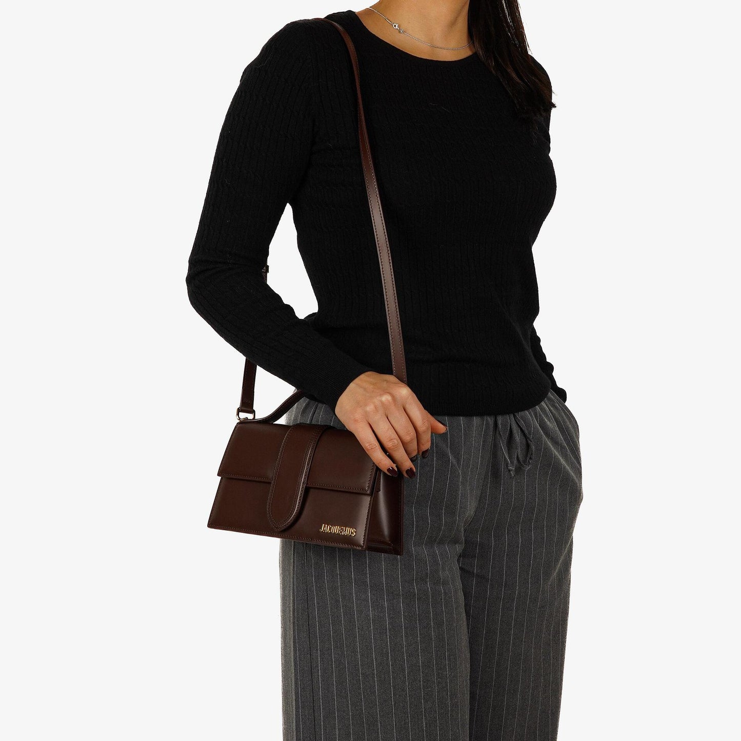 Jacquemus Le Grand Bambino Schultertasche aus braunem Kalbsleder