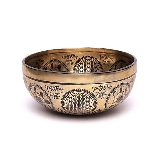 Lasergravierte Klangschale Metatrons Würfel - ±1400 - 1600 g ; ±22 - 24 cm - Laminimas e.K