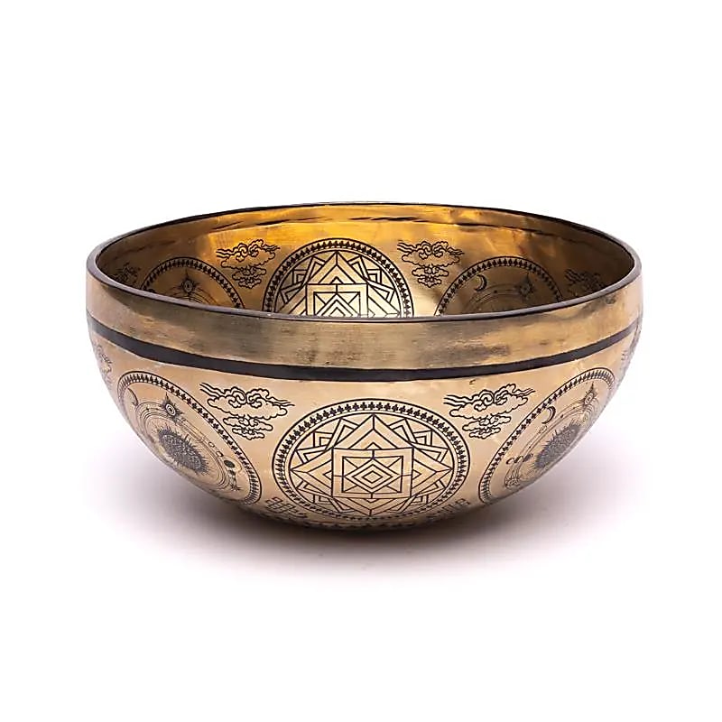 Lasergravierte Klangschale Sonne & Mond - ±1400 - 1600 g ; ±22 - 24 cm - Laminimas e.K