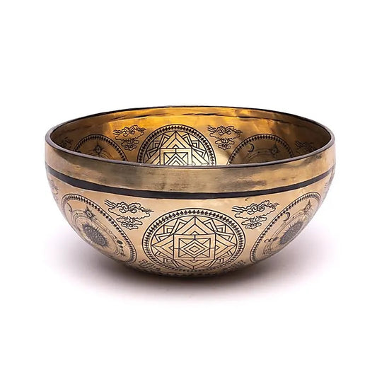 Lasergravierte Klangschale Sonne & Mond - ±1400 - 1600 g ; ±22 - 24 cm - Laminimas e.K