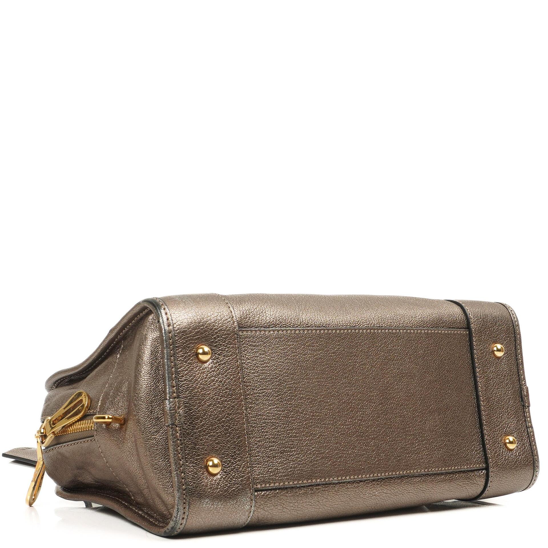 Loewe Amazona 28 Handtasche Bronze Metallic Kalbsleder