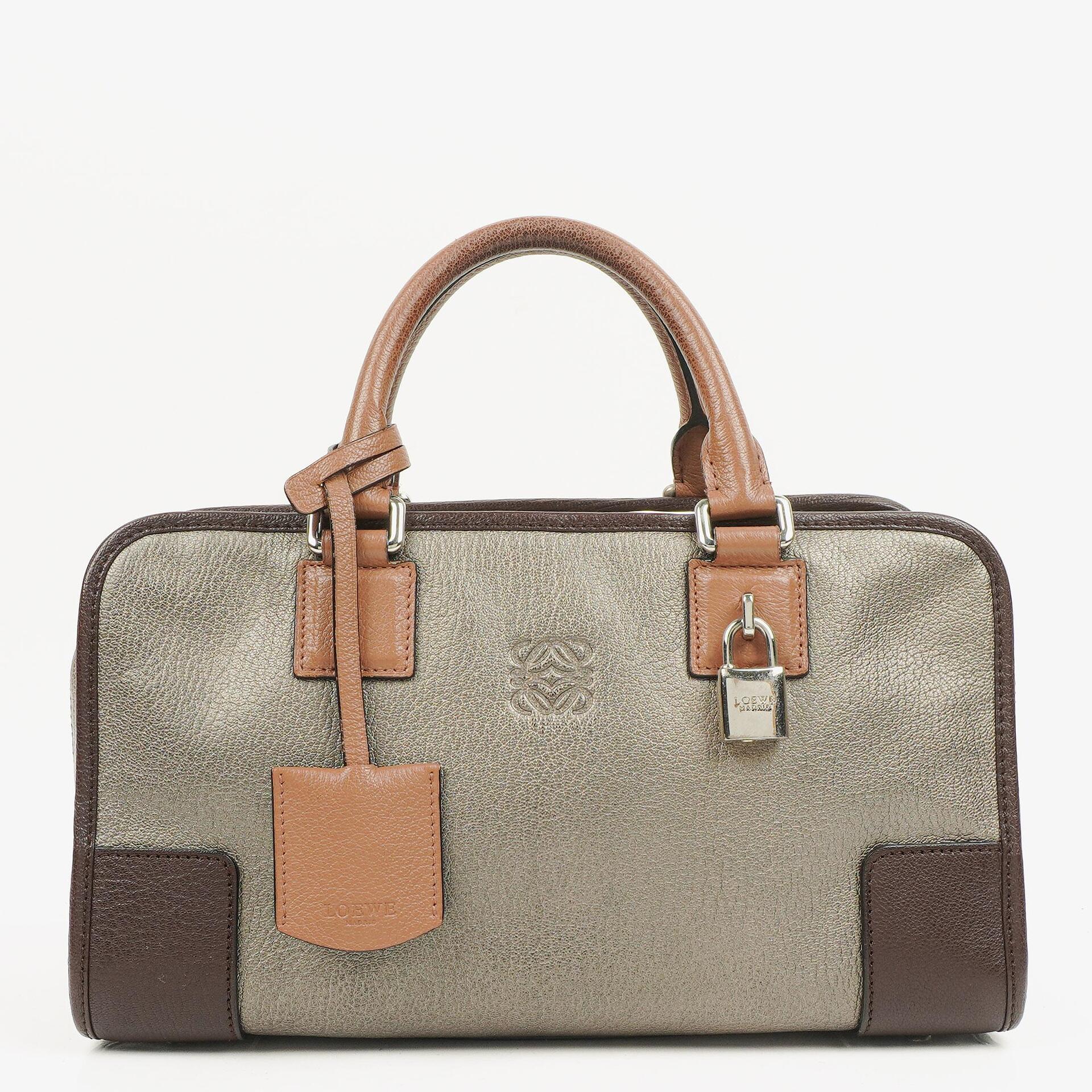 Loewe Amazona 28 Handtasche aus Metallic-Kalbsleder