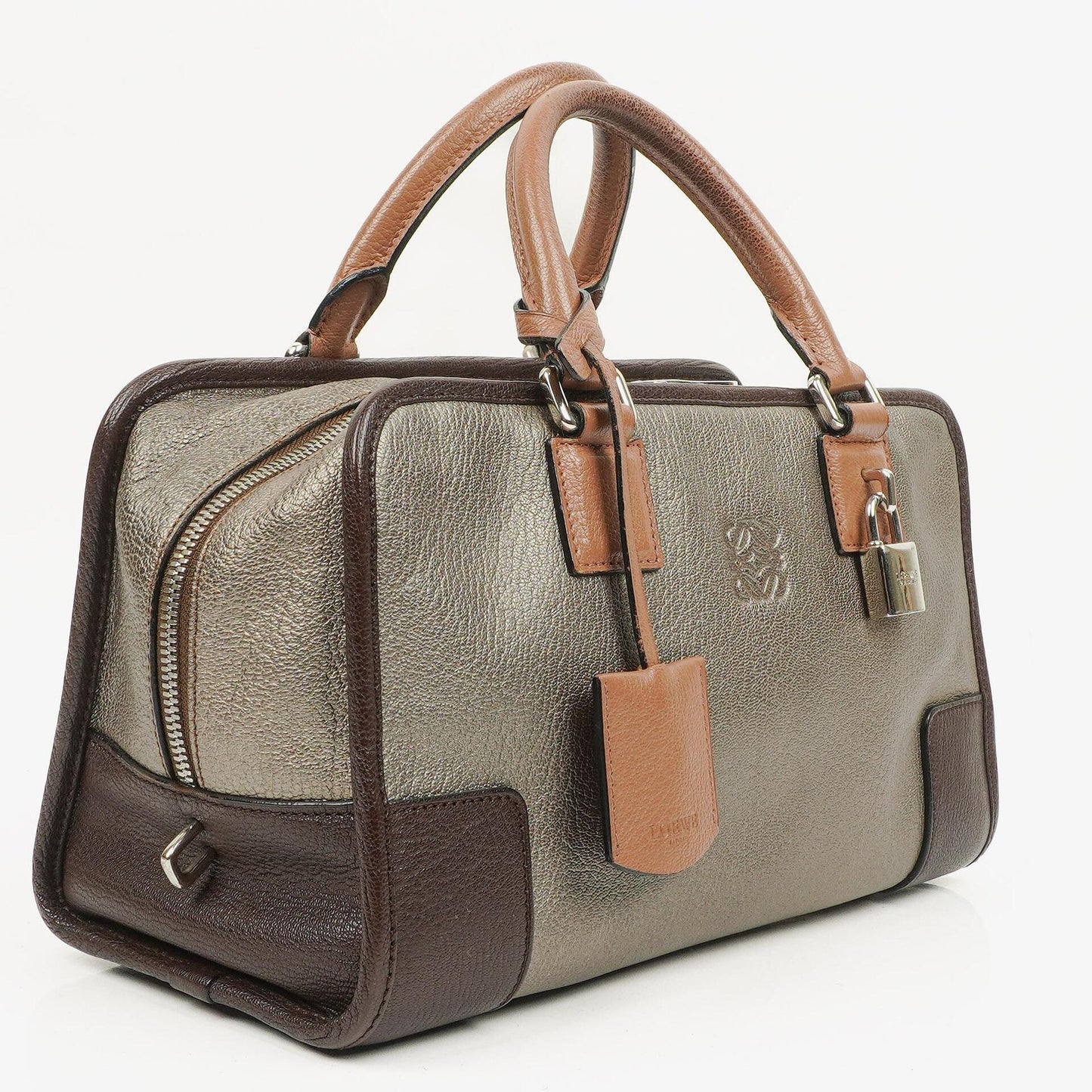 Loewe Amazona 28 Handtasche aus Metallic-Kalbsleder