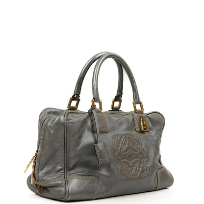 Loewe Amazona 35 Anagram Grau Metallic Kalbsleder Handtasche