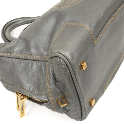 Loewe Amazona 35 Anagram Grau Metallic Kalbsleder Handtasche
