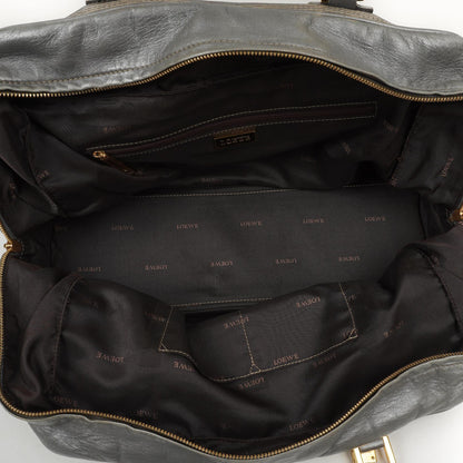 Loewe Amazona 35 Anagram Grau Metallic Kalbsleder Handtasche