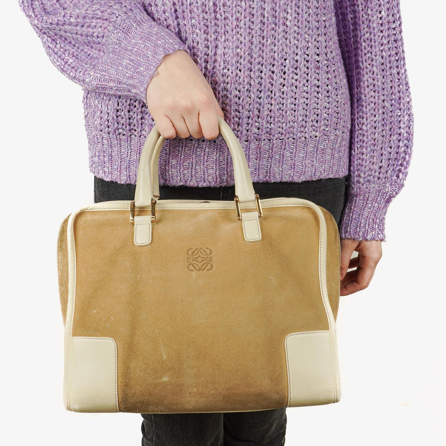 Loewe Amazona Wildleder Kalbsleder Griff Tasche