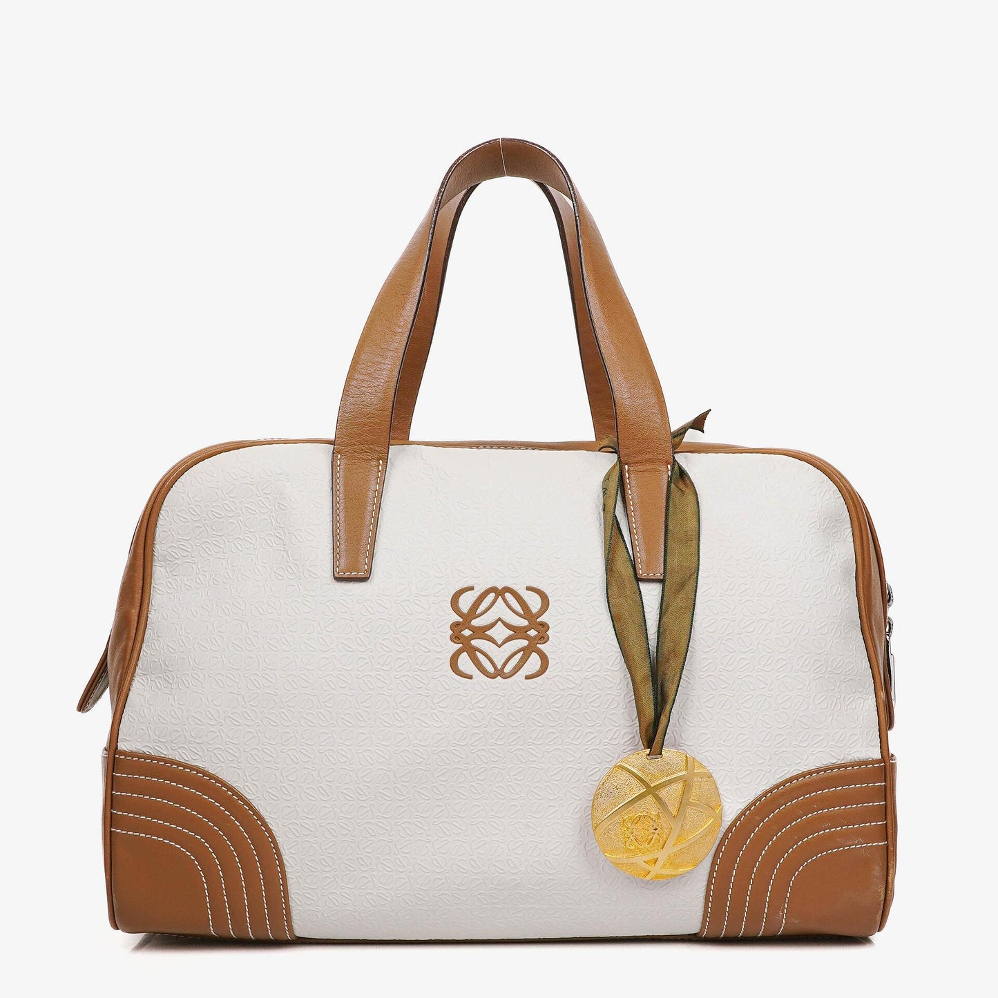 Loewe Boston Tasche aus braun-weißem Leder