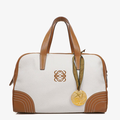 Loewe Boston Tasche aus braun-weißem Leder