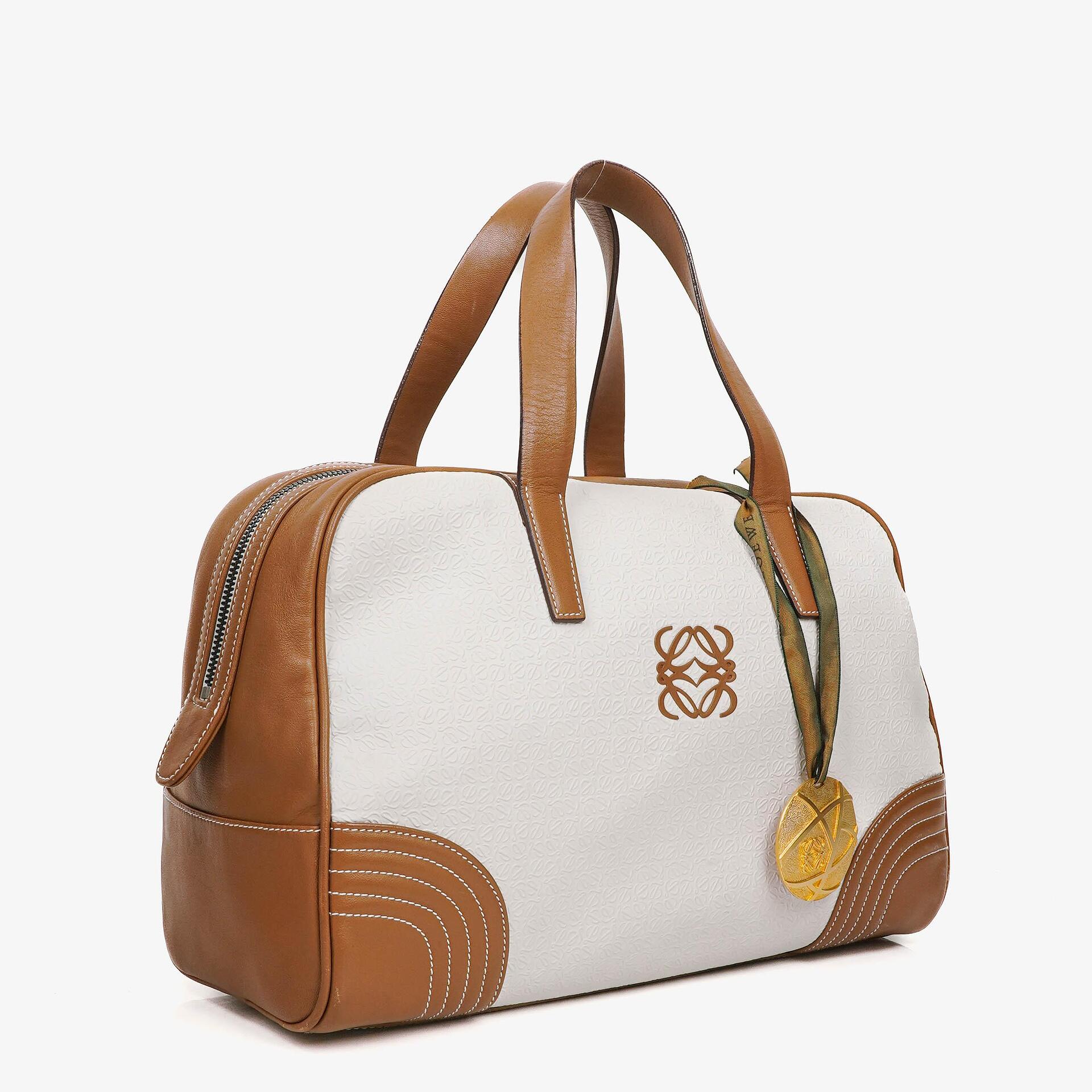Loewe Boston Tasche aus braun-weißem Leder