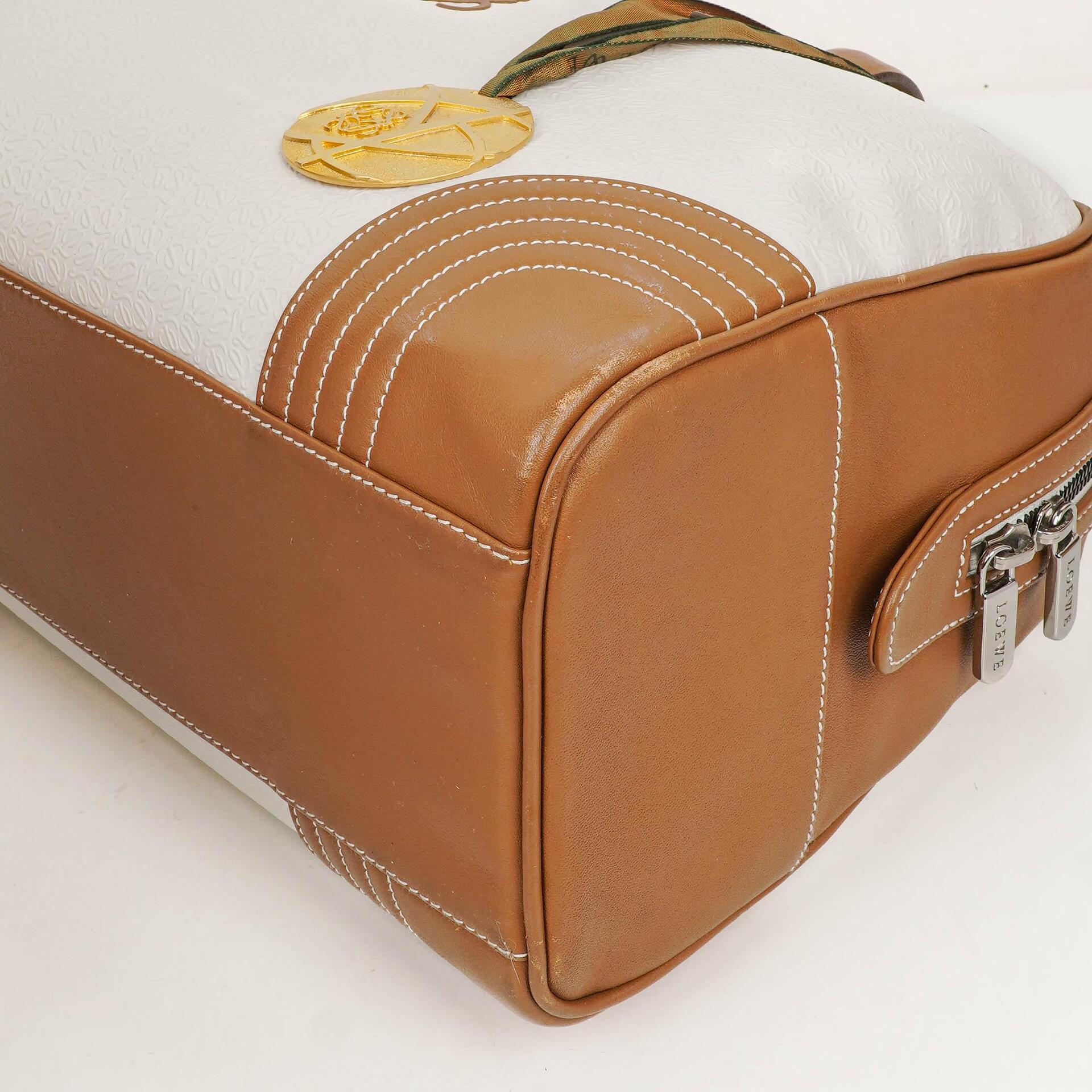 Loewe Boston Tasche aus braun-weißem Leder