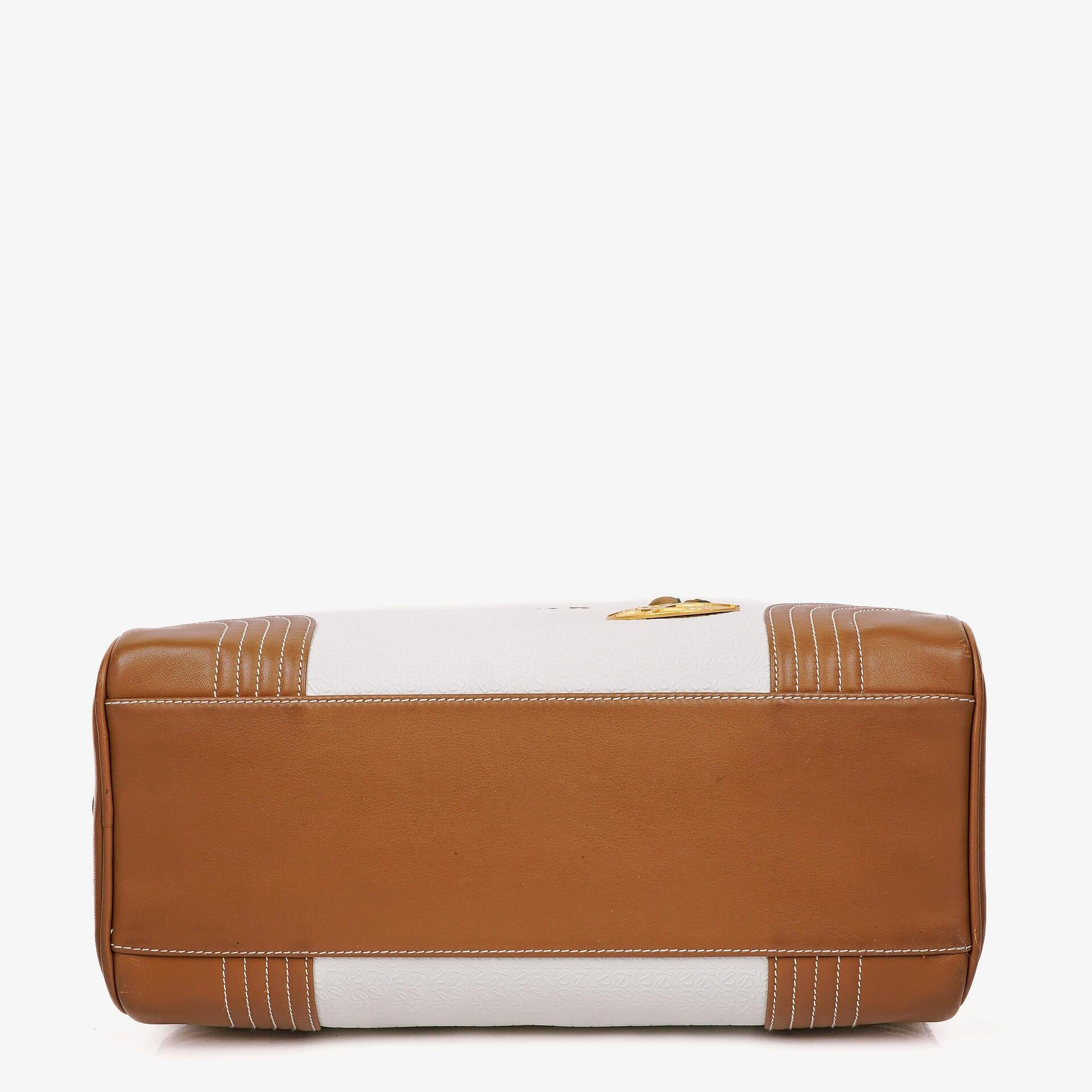 Loewe Boston Tasche aus braun-weißem Leder