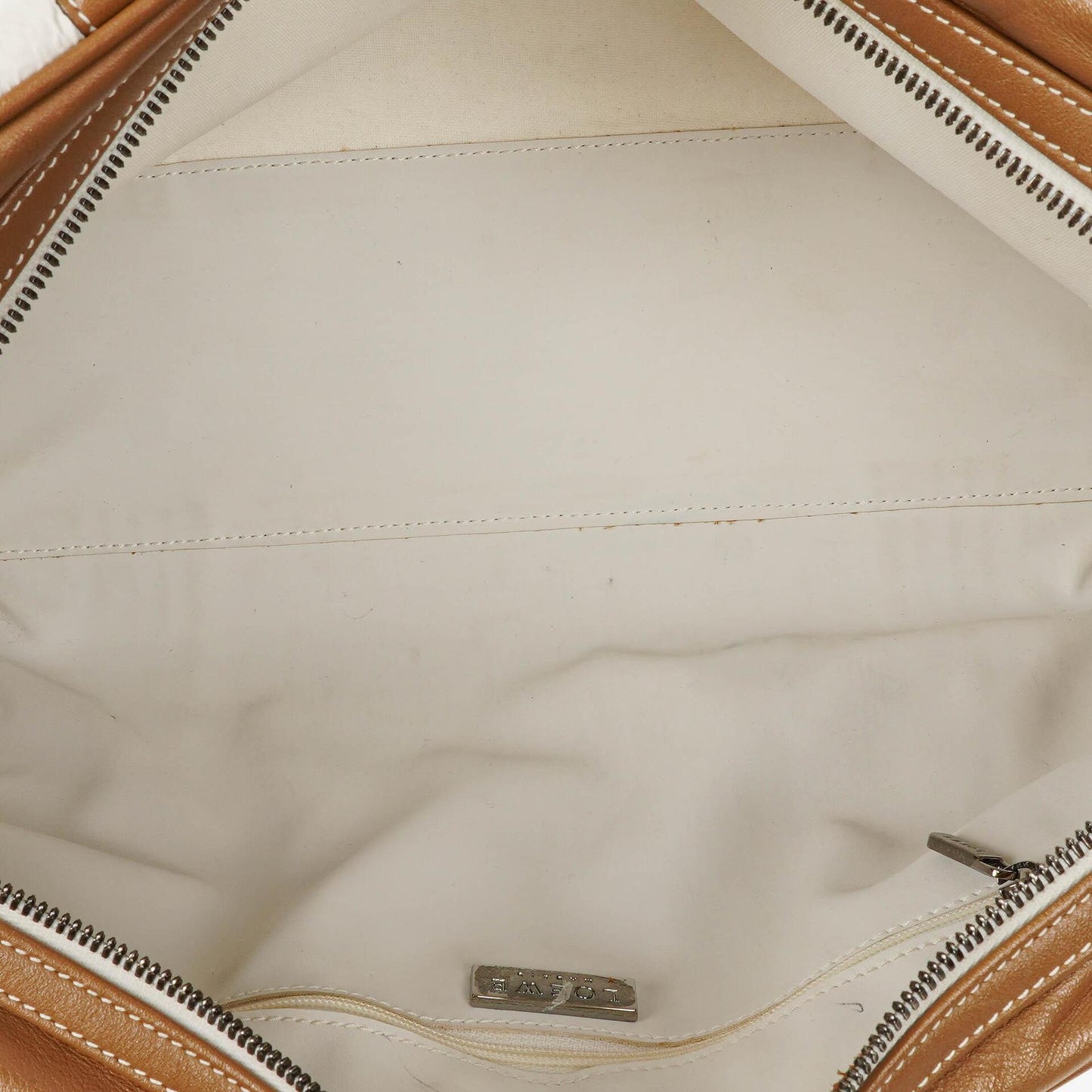 Loewe Boston Tasche aus braun-weißem Leder