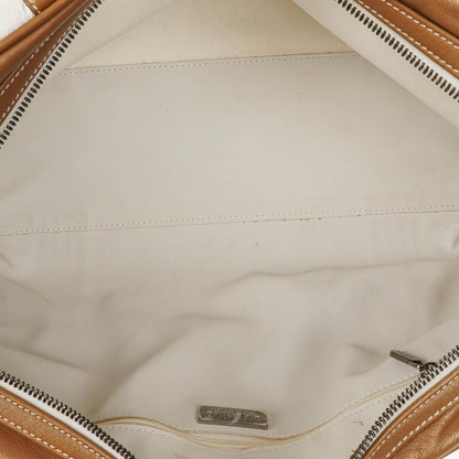 Loewe Boston Tasche aus braun-weißem Leder