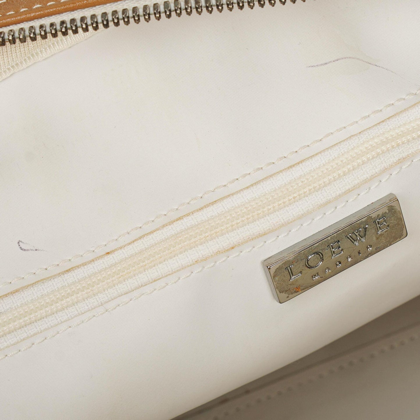 Loewe Boston Tasche aus braun-weißem Leder