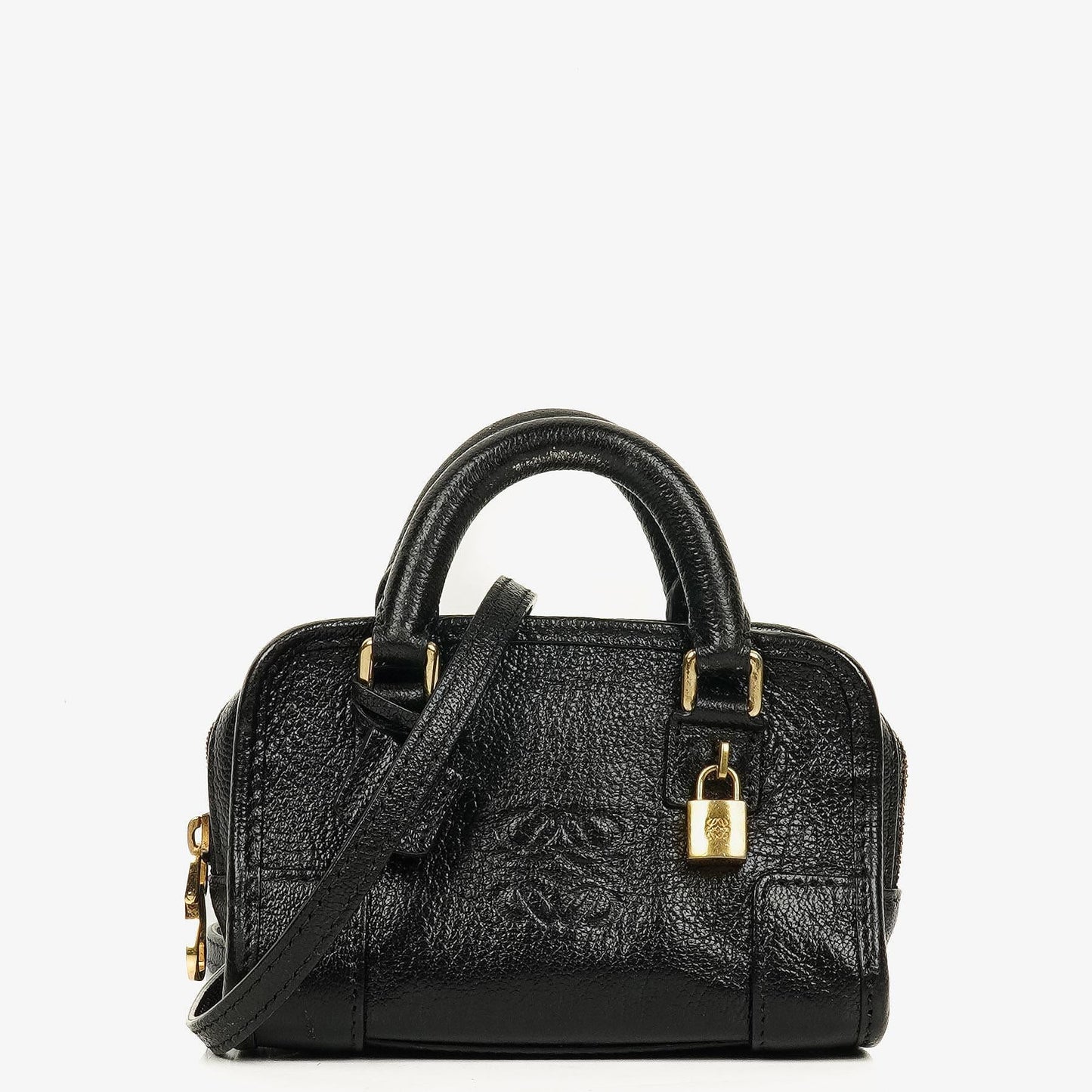 Loewe Micro Amazona Anagram Mini-Tasche aus schwarzem Leder