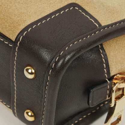 Loewe Micro Amazona Mini Tasche aus beigem Wildleder und dunkelbraunem Leder