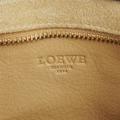 Loewe Micro Amazona Mini Tasche aus beigem Wildleder und dunkelbraunem Leder