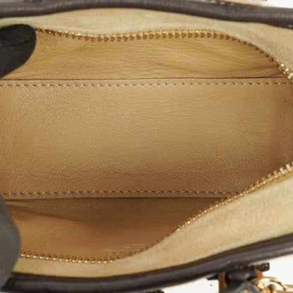 Loewe Micro Amazona Mini Tasche aus beigem Wildleder und dunkelbraunem Leder