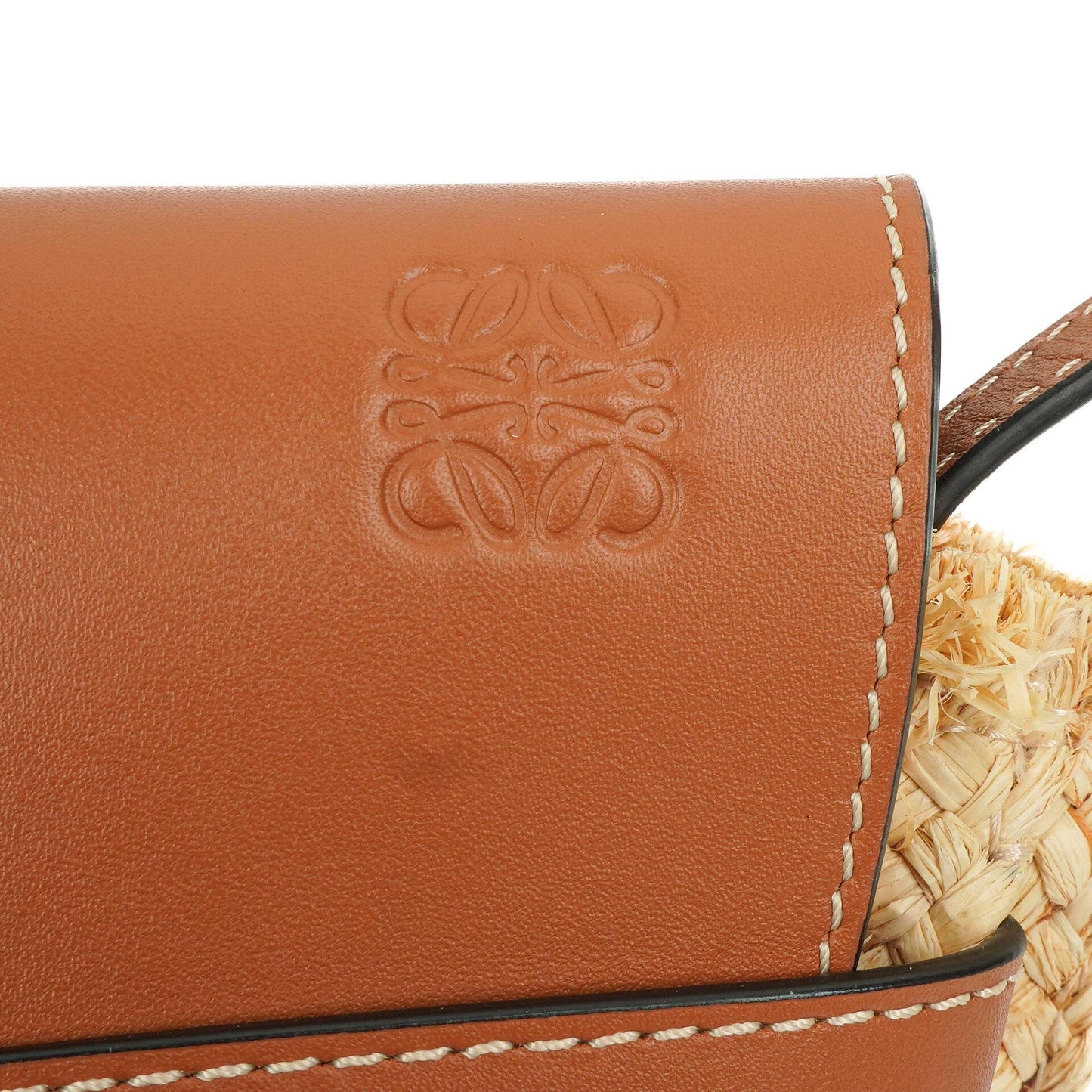 Loewe Naturfarbenes Tan Kalbsleder Raffia Mini Gate Crossbody Tasche