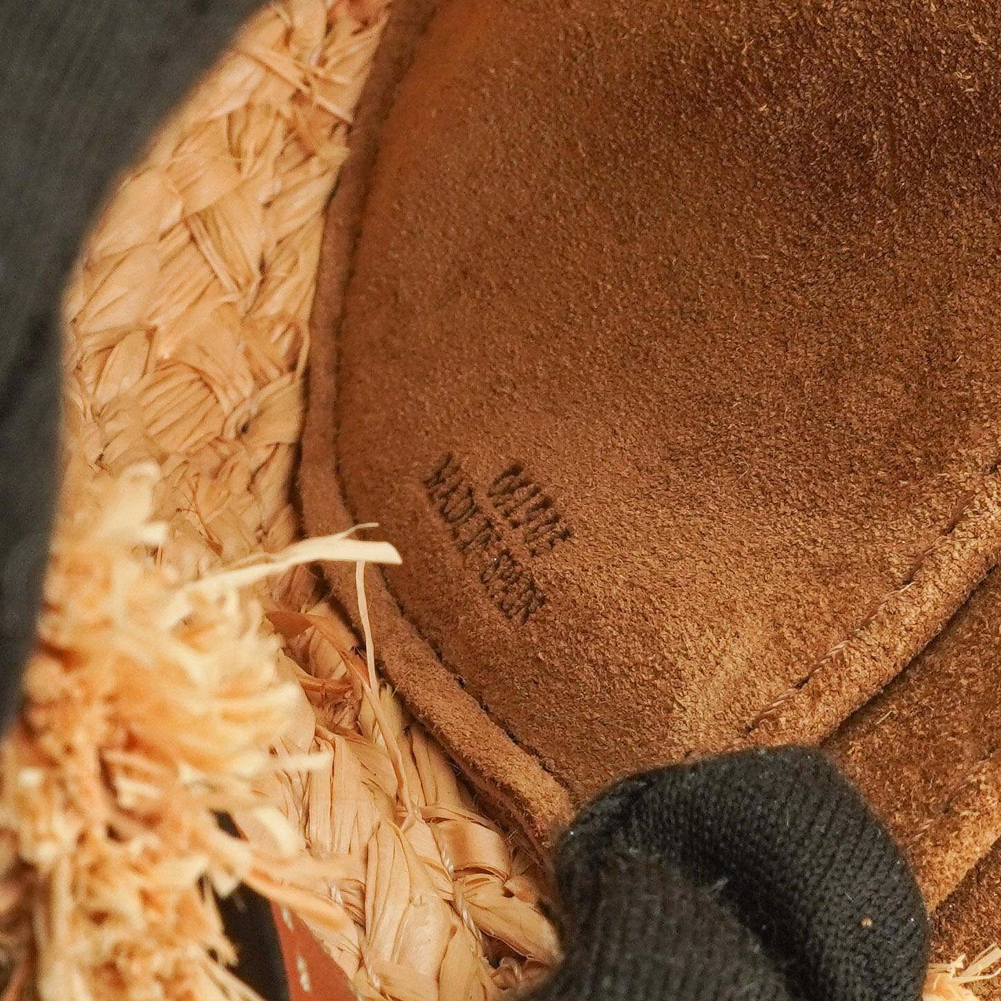 Loewe Naturfarbenes Tan Kalbsleder Raffia Mini Gate Crossbody Tasche
