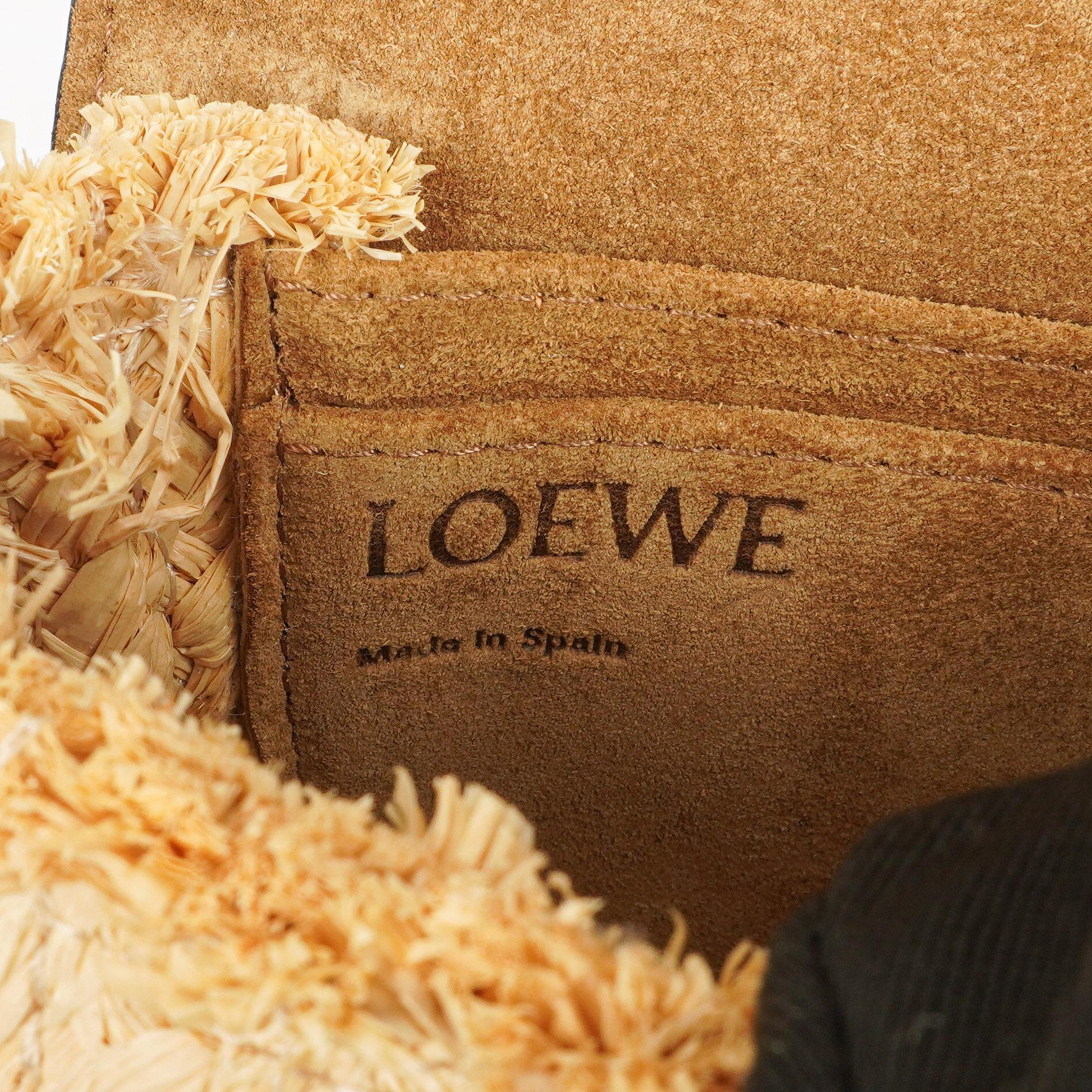 Loewe Naturfarbenes Tan Kalbsleder Raffia Mini Gate Crossbody Tasche
