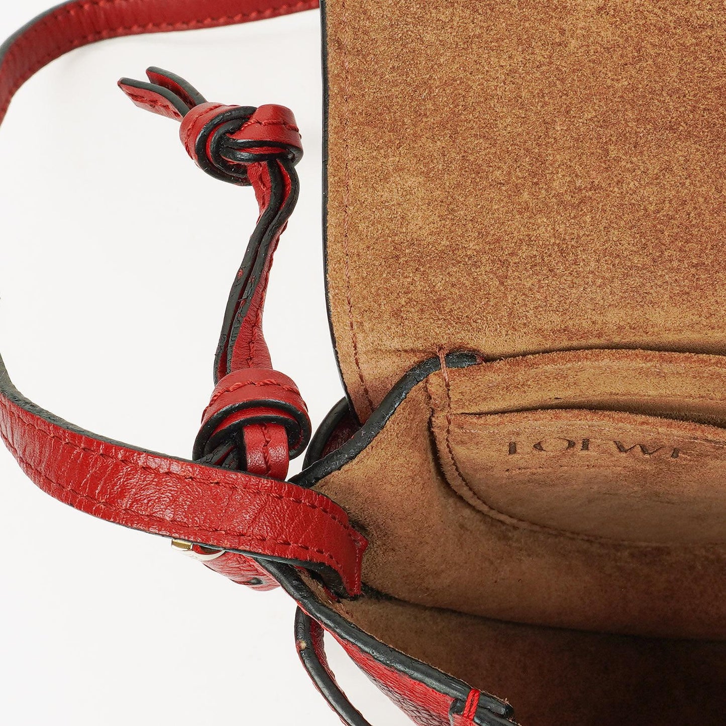 Loewe Mini Gate Crossbody-Tasche aus rotem genarbtem Leder