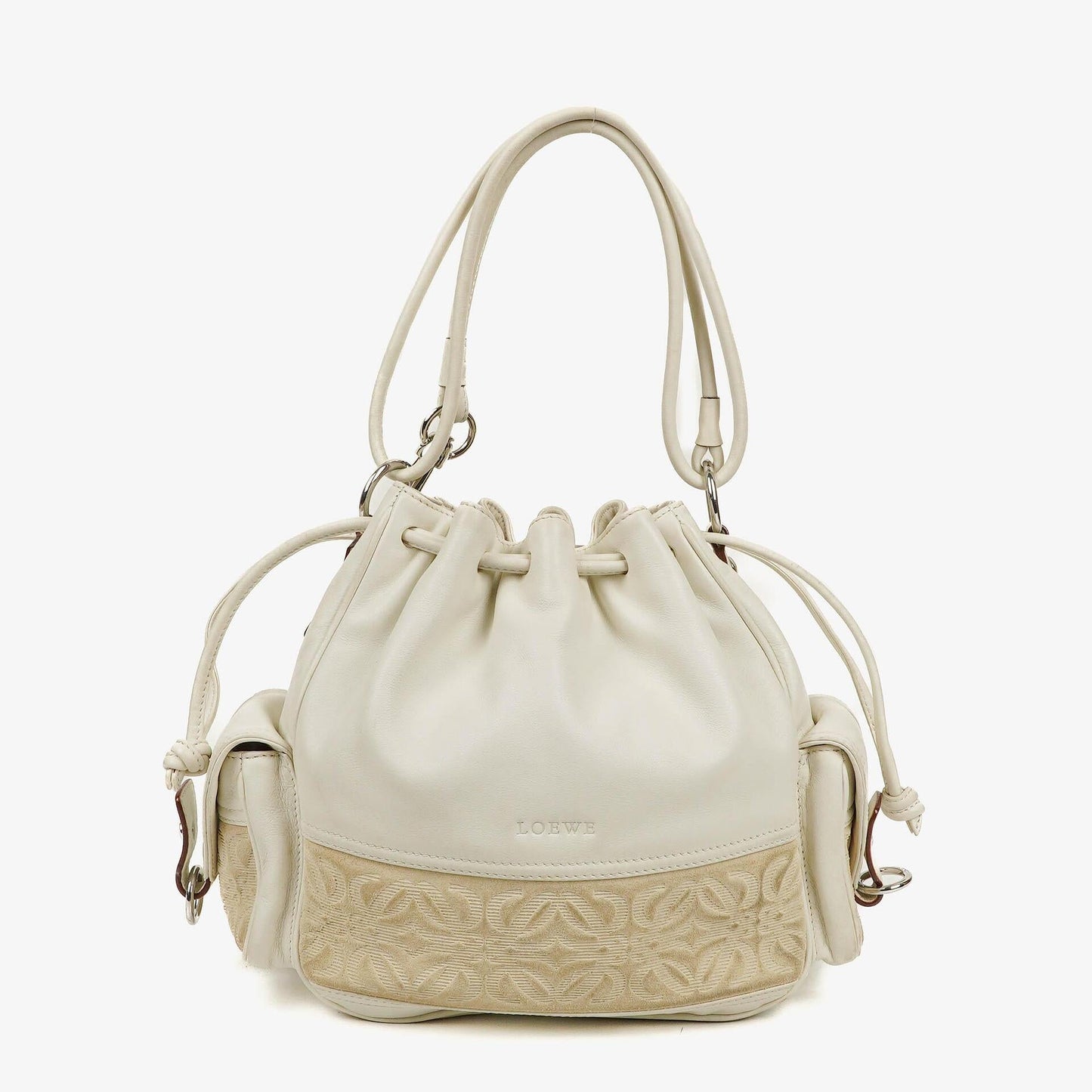 Loewe Anagram Bucket Tasche aus weißem Leder
