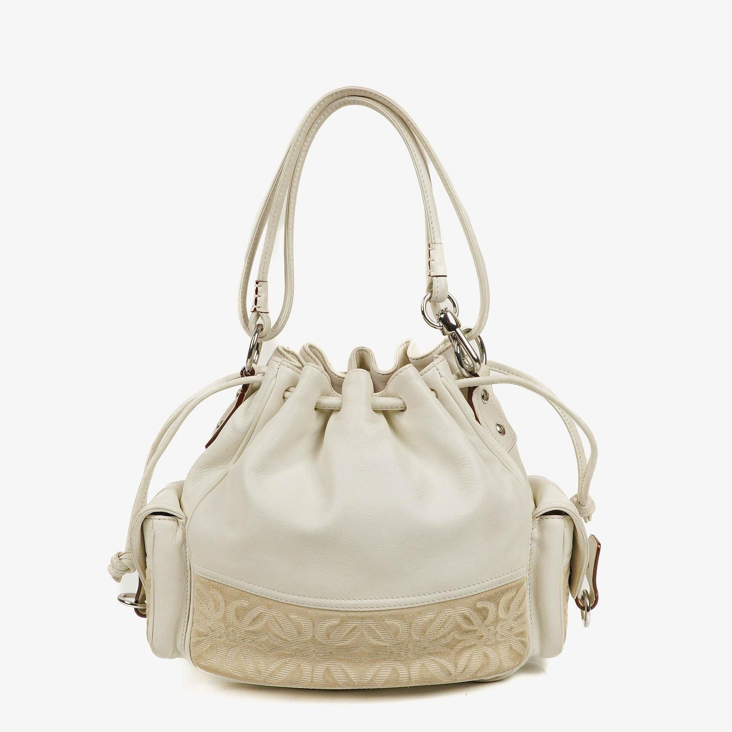 Loewe Anagram Bucket Tasche aus weißem Leder
