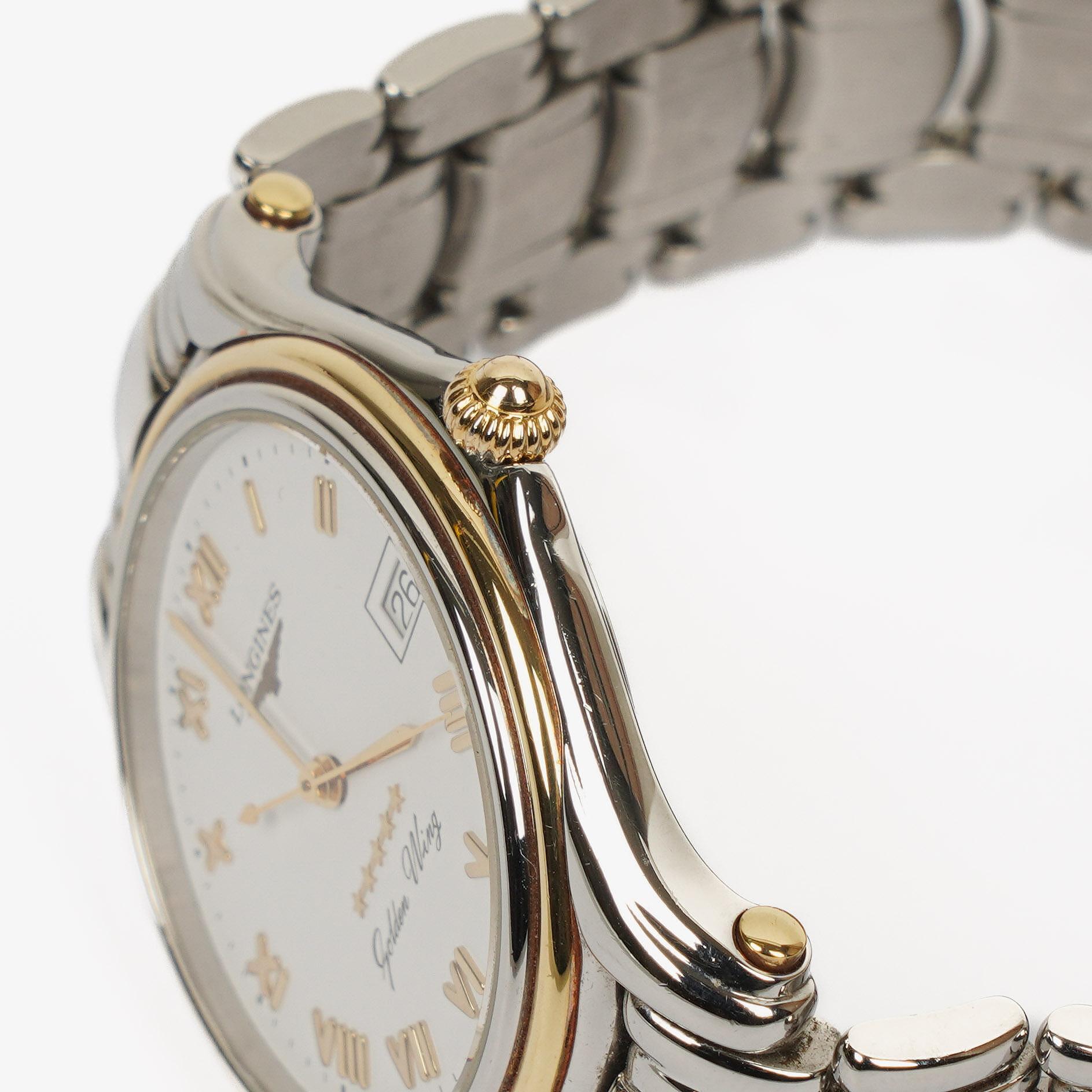 Longines Golden Wing L3.606.5 Bicolor Weißes Zifferblatt Edelstahl Quarzuhr