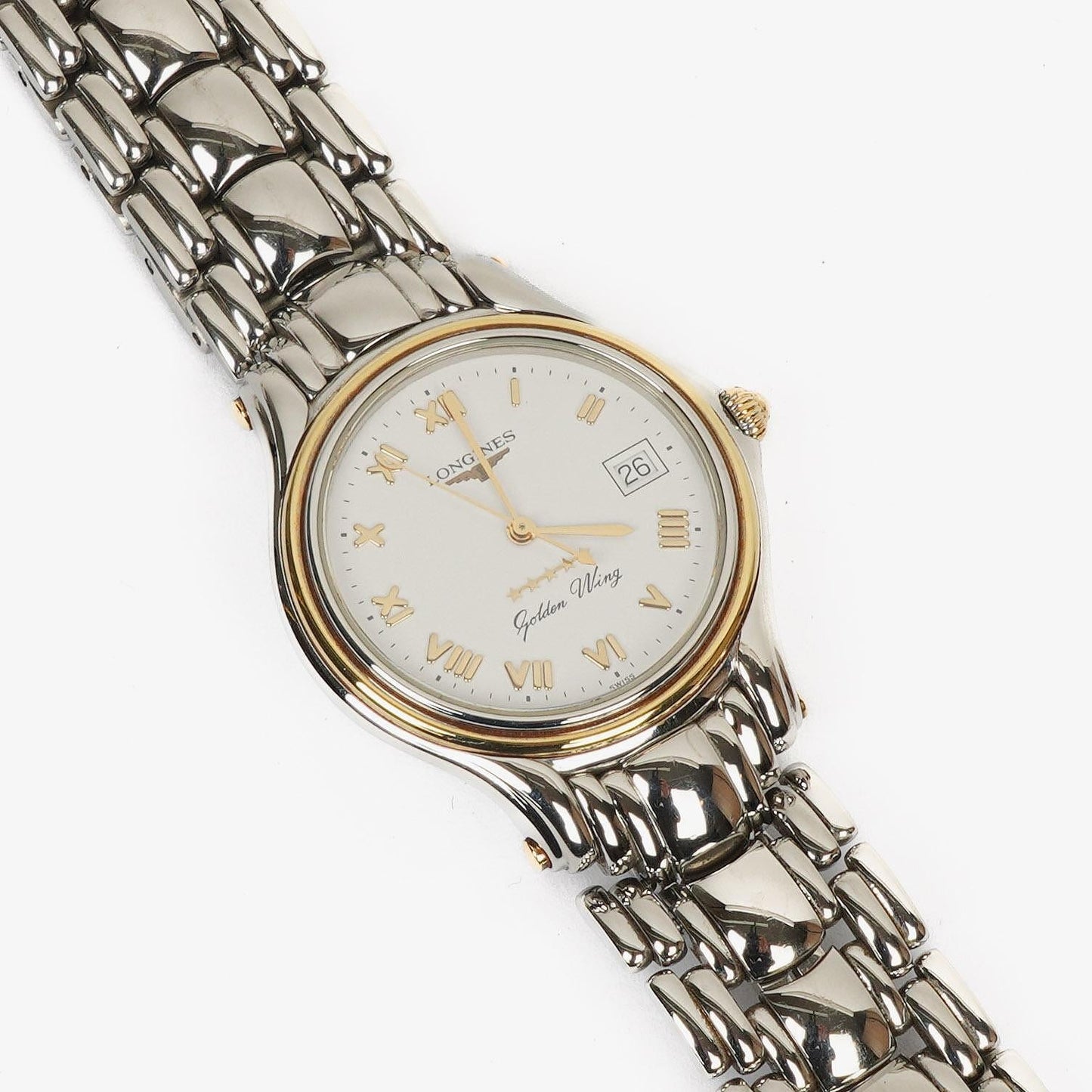 Longines Golden Wing L3.606.5 Bicolor Weißes Zifferblatt Edelstahl Quarzuhr