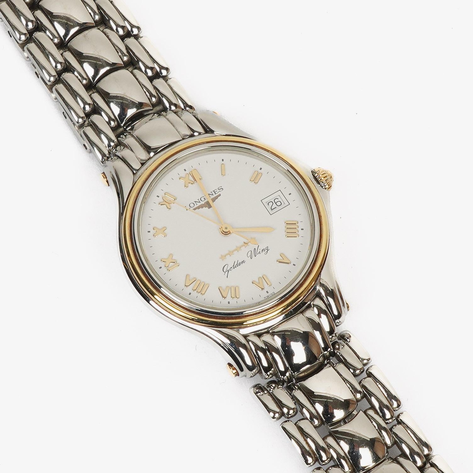 Longines Golden Wing L3.606.5 Bicolor Weißes Zifferblatt Edelstahl Quarzuhr