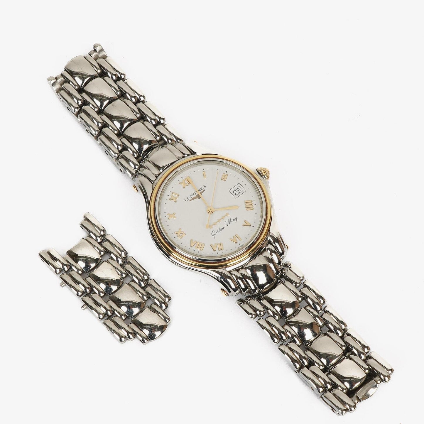 Longines Golden Wing L3.606.5 Bicolor Weißes Zifferblatt Edelstahl Quarzuhr