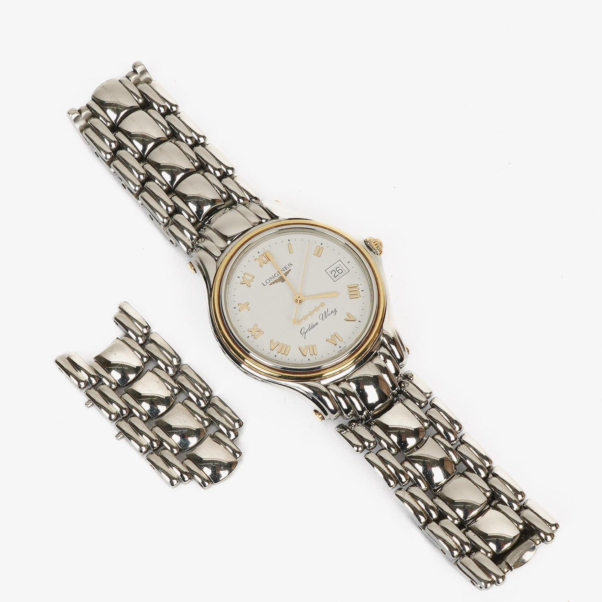 Longines Golden Wing L3.606.5 Bicolor Weißes Zifferblatt Edelstahl Quarzuhr