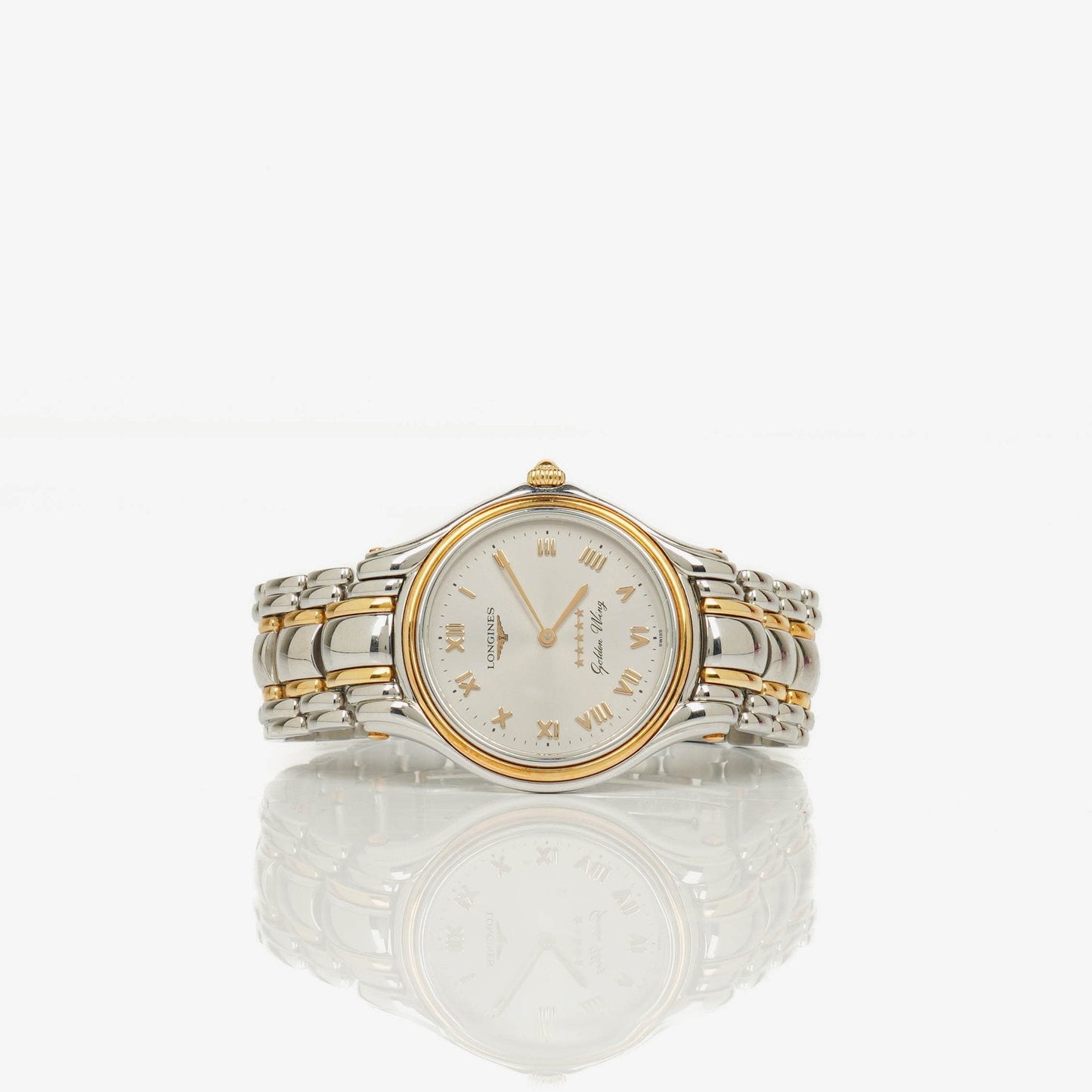 Longines Golden Wing L3.606.5 Quarzuhr aus Edelstahl in Bicolor mit weißem Zifferblatt