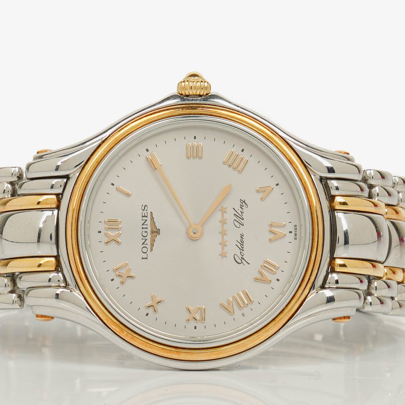 Longines Golden Wing L3.606.5 Quarzuhr aus Edelstahl in Bicolor mit weißem Zifferblatt