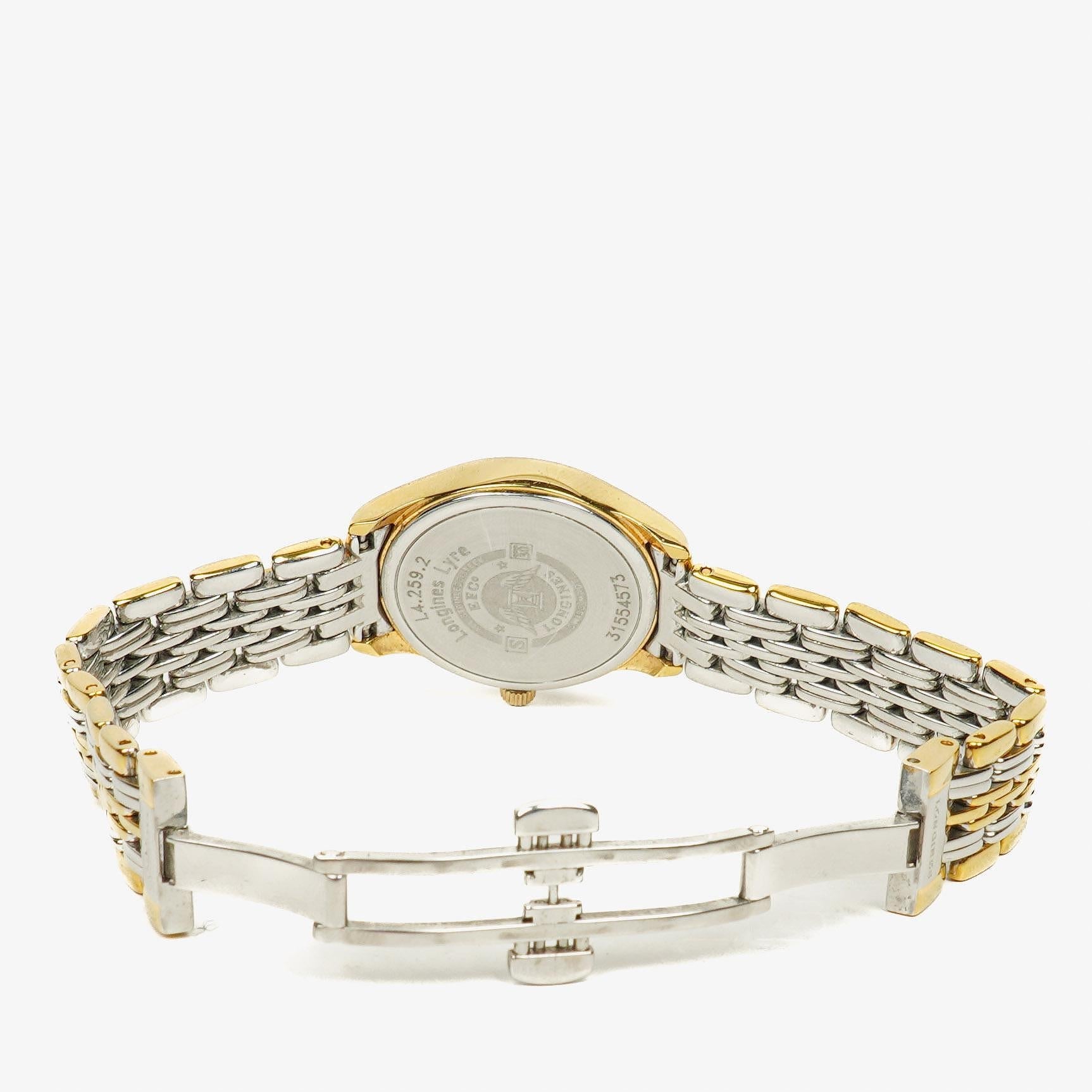 Longines Lyre Damen-Quarzuhr mit weißem Zifferblatt, L4.259.2